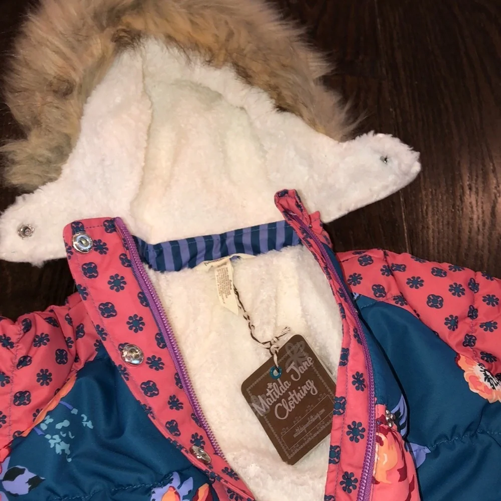 Matilda Jane blue floral one piece winter suit size 3-6 months new with tags